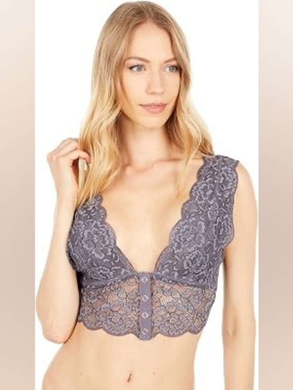 Free People Intimately Adella Longline Lace Bralette Grey S